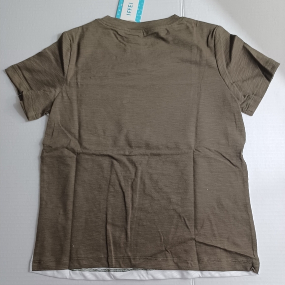 IFFEI Pocket T-Shirt NEW Triple Tone Tee Boys 8-9Y Green & White -Short Sleeve - Picture 2 of 9